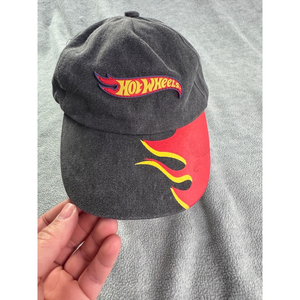 Hot Wheels Kids Baseball Hat Black Red Flame Graphic Adjustable Racing Cap‎